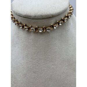 Gold Tone Crystal Tennis‎ Bracelet Classic Link 7.5" Jewelry